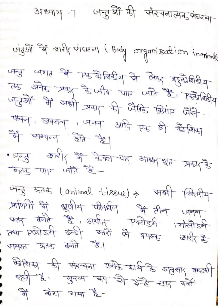 Class 11 Biology Chapter 7 Notes in Hindi प्राणियों में संरचनात्मक संगठन (PDF Download) 1 Class 11 Biology Chapter 7 Notes in Hindi 001