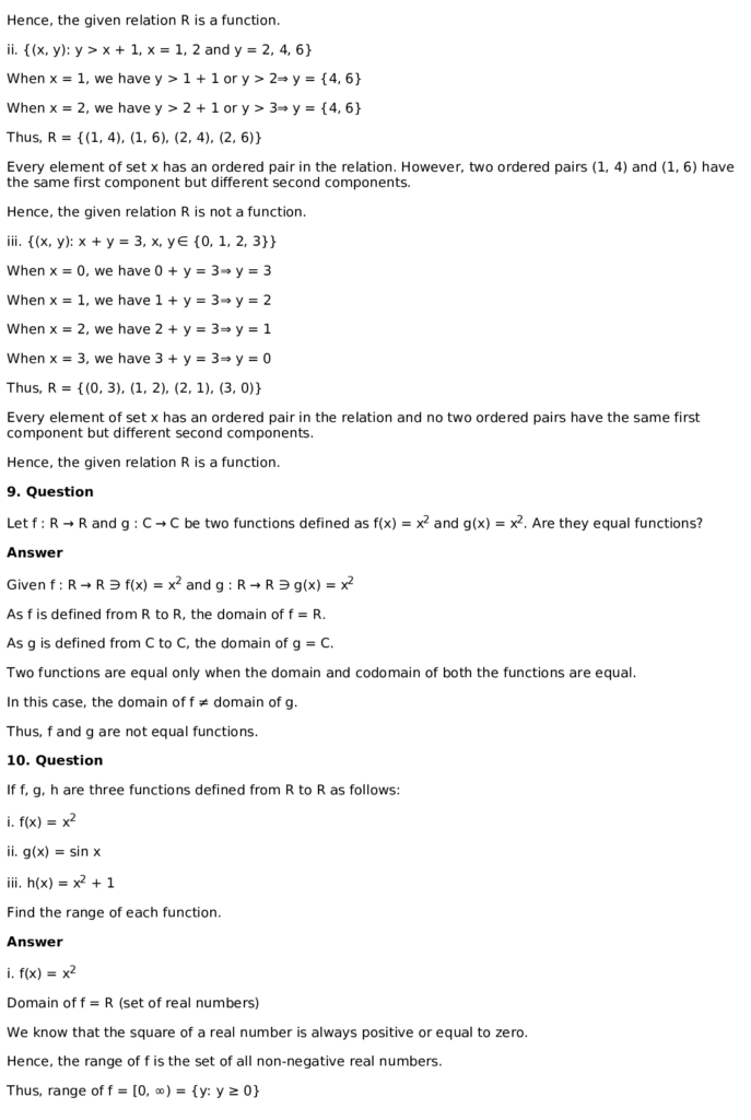 RD Sharma Solutions for Class 11 Maths Chapter 3 Functions (PDF Download) 6 RD Sharma Solutions for Class 11 Maths Chapter 3 Functions Exercise 1.1 006