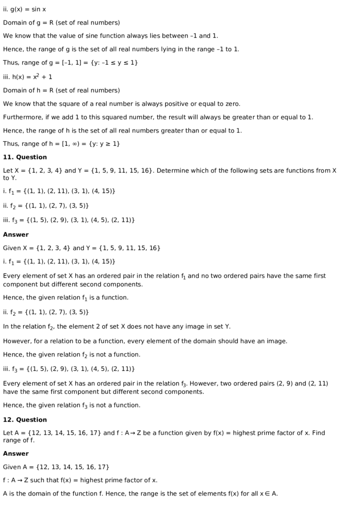 RD Sharma Solutions for Class 11 Maths Chapter 3 Functions (PDF Download) 7 RD Sharma Solutions for Class 11 Maths Chapter 3 Functions Exercise 1.1 007