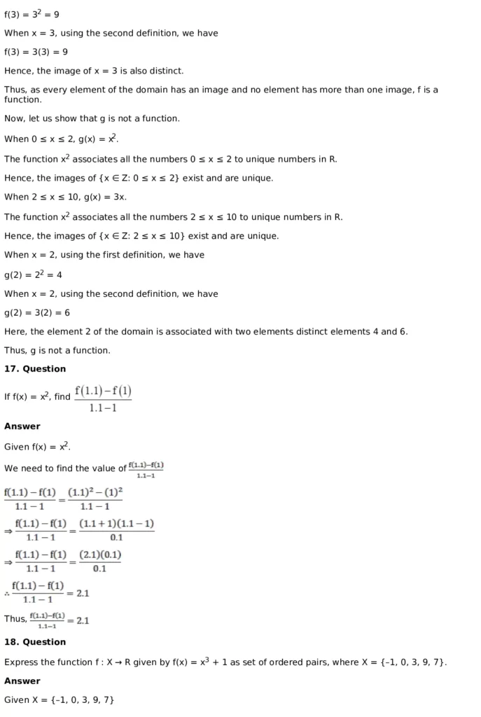 RD Sharma Solutions for Class 11 Maths Chapter 3 Functions (PDF Download) 11 RD Sharma Solutions for Class 11 Maths Chapter 3 Functions Exercise 1.1 011