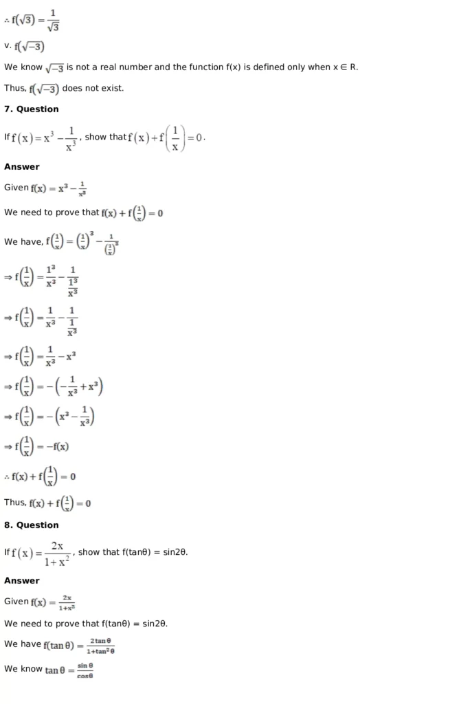 RD Sharma Solutions for Class 11 Maths Chapter 3 Functions (PDF Download) 17 RD Sharma Solutions for Class 11 Maths Chapter 3 Functions Exercise 1.2 005
