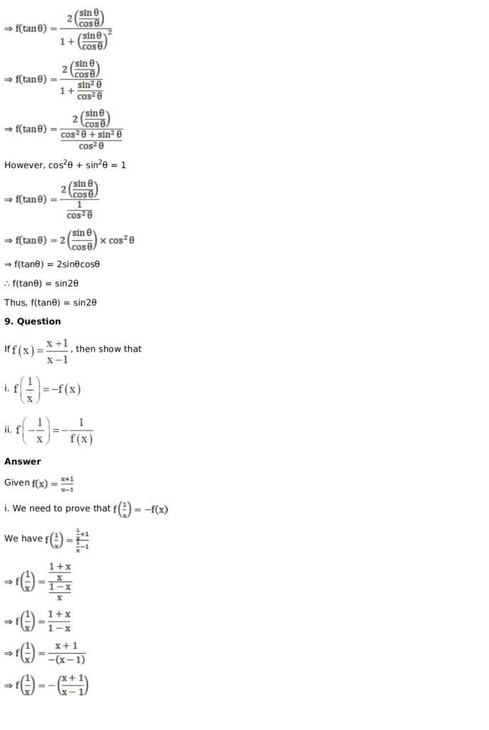 RD Sharma Solutions for Class 11 Maths Chapter 3 Functions (PDF Download) 18 RD Sharma Solutions for Class 11 Maths Chapter 3 Functions Exercise 1.2 006