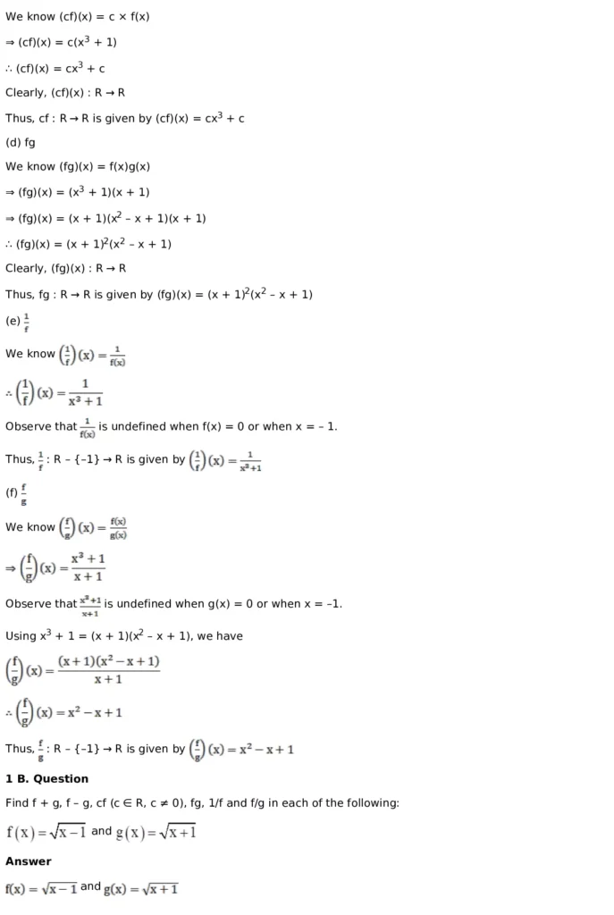 RD Sharma Solutions for Class 11 Maths Chapter 3 Functions (PDF Download) 33 RD Sharma Solutions for Class 11 Maths Chapter 3 Functions Exercise 1.3 012