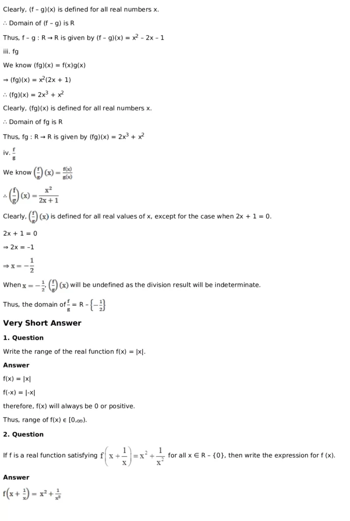 RD Sharma Solutions for Class 11 Maths Chapter 3 Functions (PDF Download) 48 RD Sharma Solutions for Class 11 Maths Chapter 3 Functions Exercise 1.3 036
