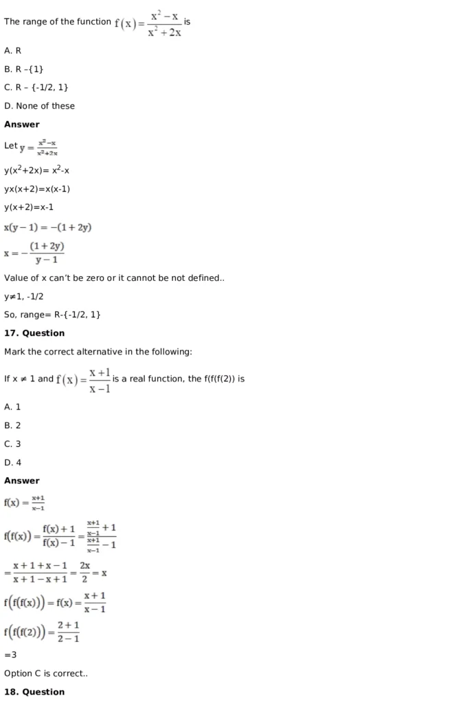 RD Sharma Solutions for Class 11 Maths Chapter 3 Functions (PDF Download) 62 RD Sharma Solutions for Class 11 Maths Chapter 3 Functions Exercise 1.1 061