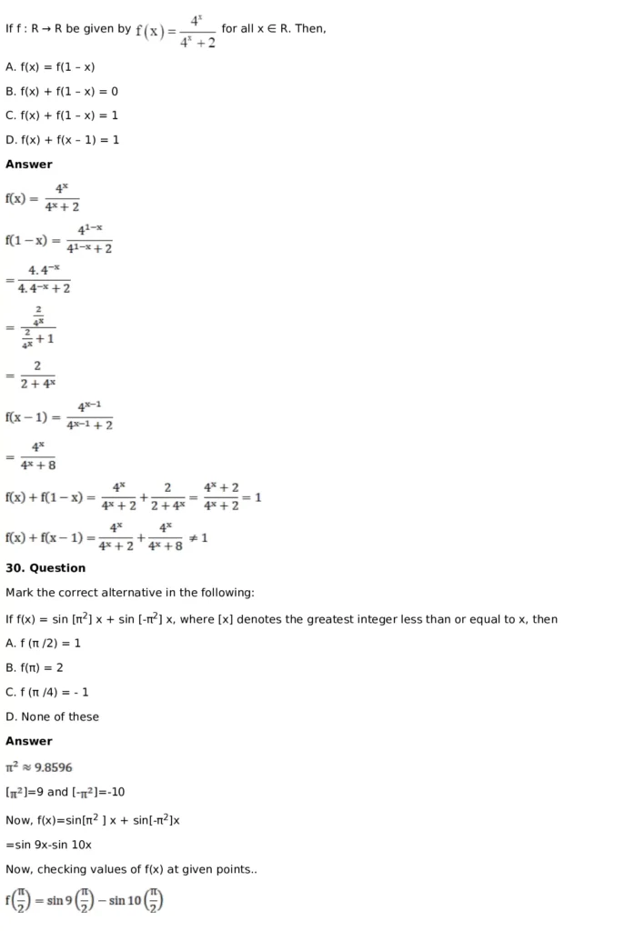 RD Sharma Solutions for Class 11 Maths Chapter 3 Functions (PDF Download) 69 RD Sharma Solutions for Class 11 Maths Chapter 3 Functions Exercise 1.1 068