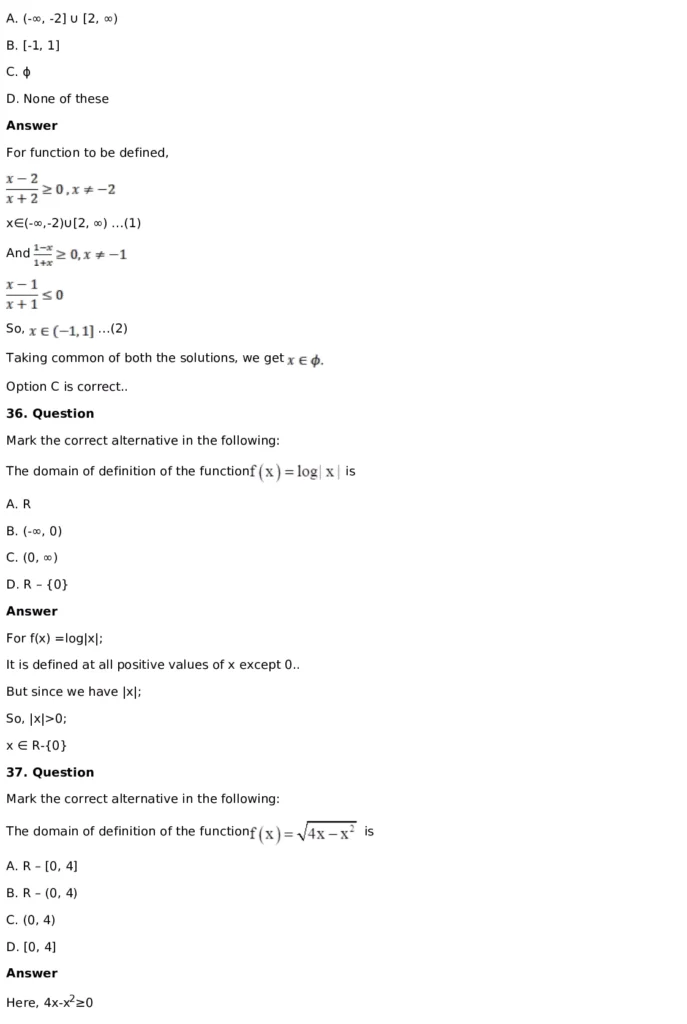 RD Sharma Solutions for Class 11 Maths Chapter 3 Functions (PDF Download) 72 RD Sharma Solutions for Class 11 Maths Chapter 3 Functions Exercise 1.1 071