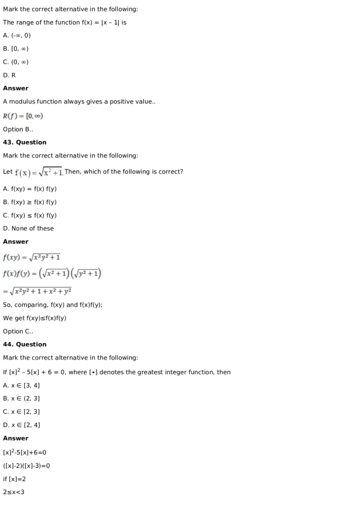 RD Sharma Solutions for Class 11 Maths Chapter 3 Functions (PDF Download) 75 RD Sharma Solutions for Class 11 Maths Chapter 3 Functions Exercise 1.1 074