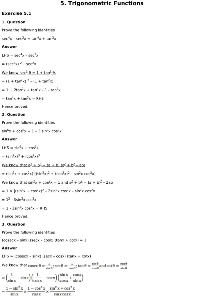 RD Sharma Solutions for Class 11 Maths Chapter 5 Trigonometric Functions (PDF Download) 1 RD Sharma Solutions for Class 11 Maths Chapter 5 Exercise 5.1 001