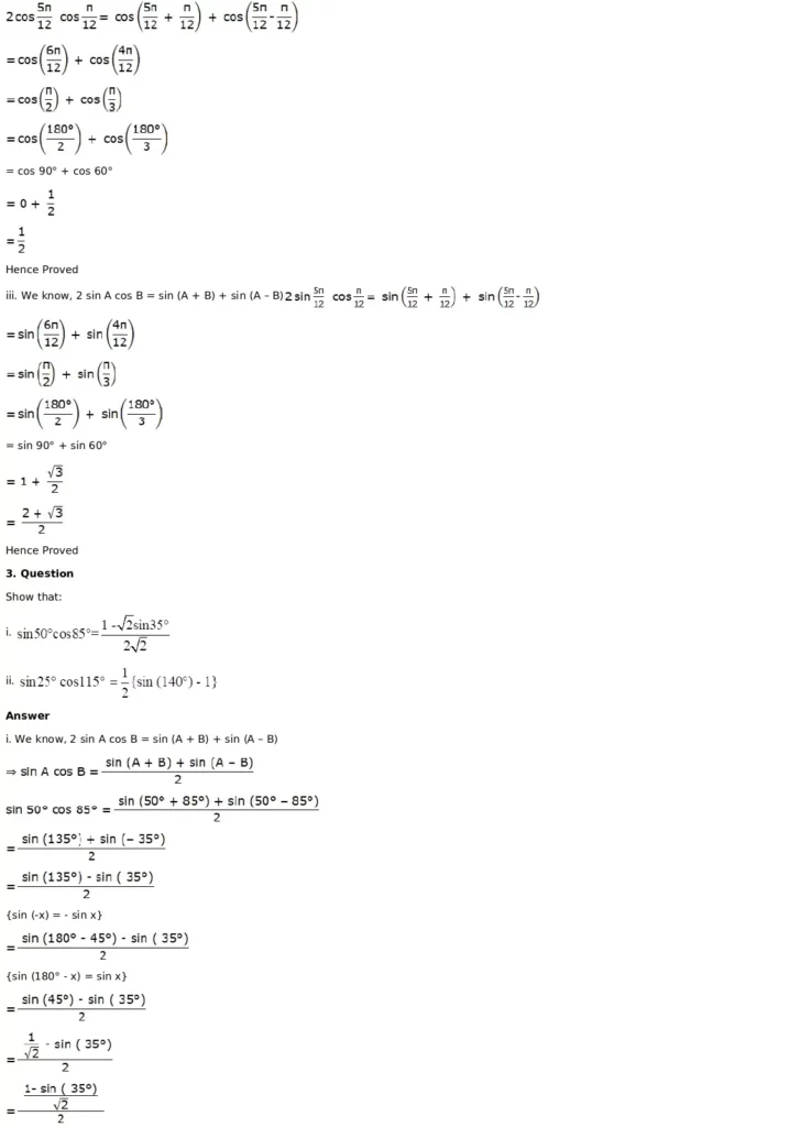 RD Sharma Solutions for Class 11 Maths Chapter 8 Transformation Formulae 2 RD Sharma Solutions for Class 11 Maths Chapter 8 Exercise 8.1 002