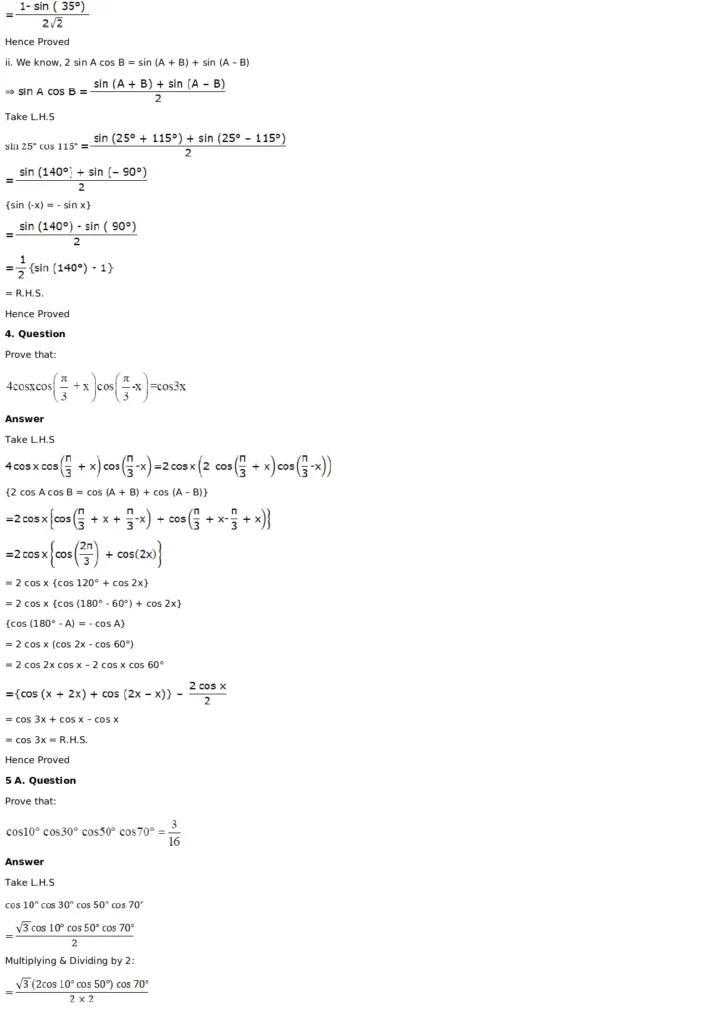 RD Sharma Solutions for Class 11 Maths Chapter 8 Transformation Formulae 3 RD Sharma Solutions for Class 11 Maths Chapter 8 Exercise 8.1 003