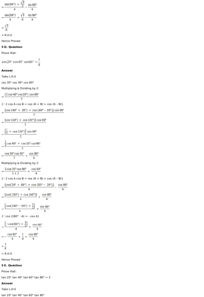 RD Sharma Solutions for Class 11 Maths Chapter 8 Transformation Formulae 6 RD Sharma Solutions for Class 11 Maths Chapter 8 Exercise 8.1 006