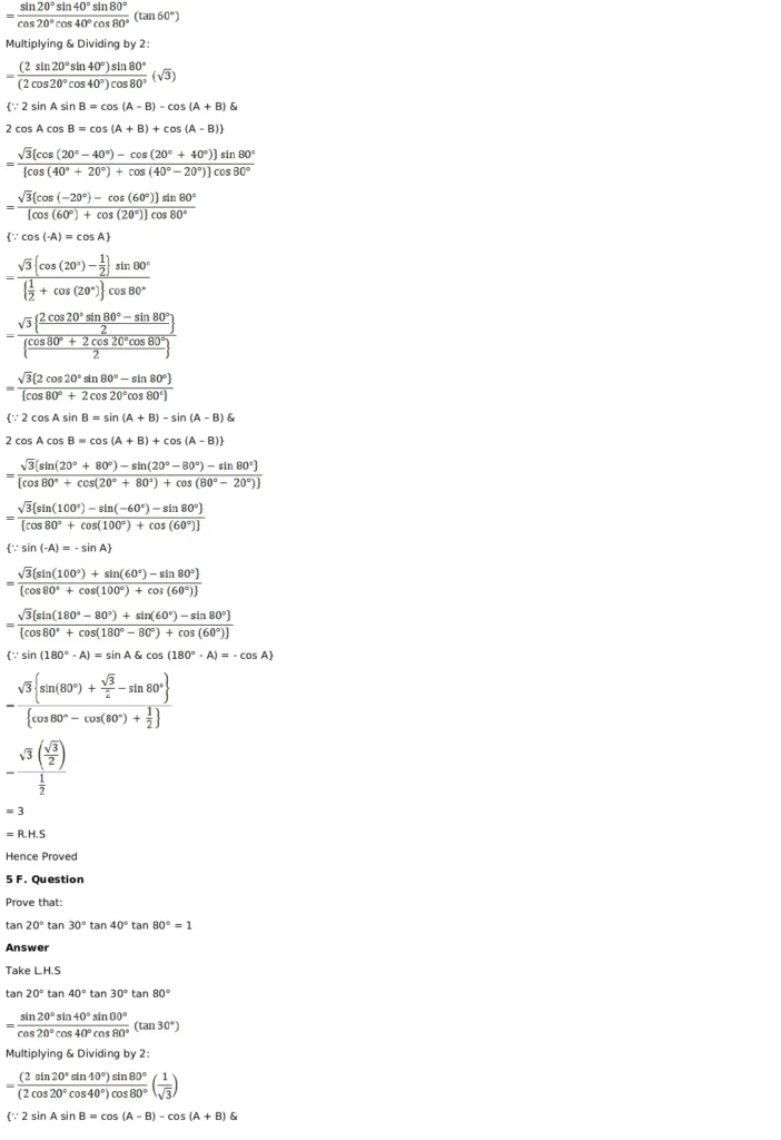 RD Sharma Solutions for Class 11 Maths Chapter 8 Transformation Formulae 7 RD Sharma Solutions for Class 11 Maths Chapter 8 Exercise 8.1 007