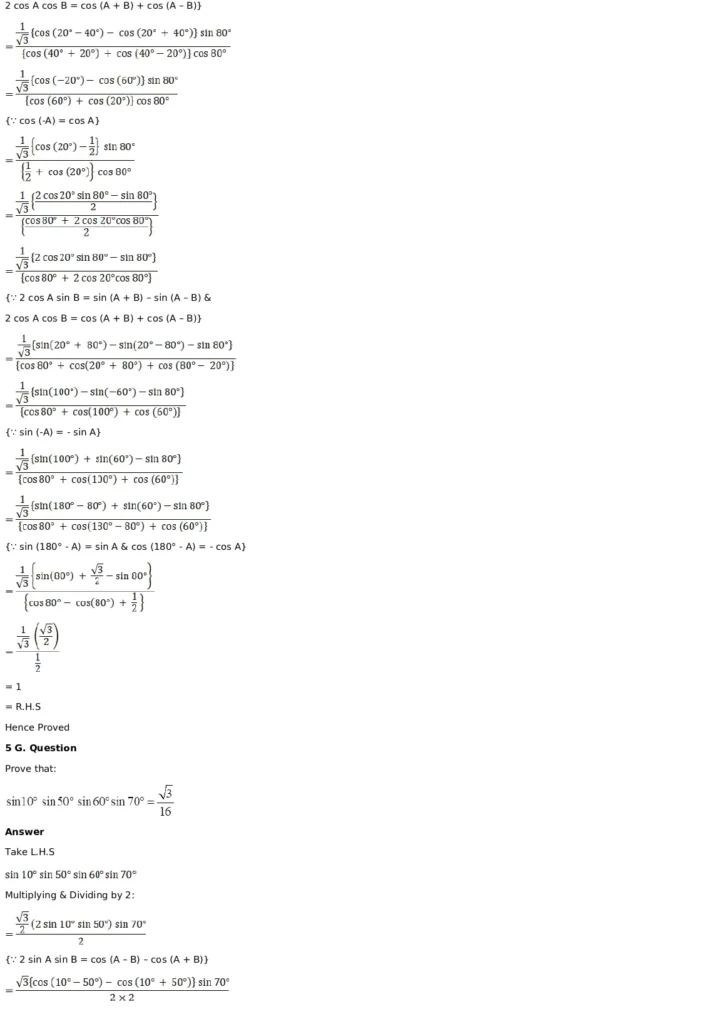 RD Sharma Solutions for Class 11 Maths Chapter 8 Transformation Formulae 8 RD Sharma Solutions for Class 11 Maths Chapter 8 Exercise 8.1 008