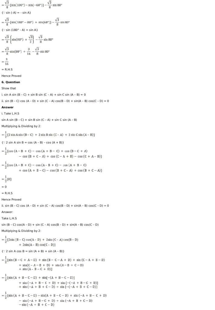 RD Sharma Solutions for Class 11 Maths Chapter 8 Transformation Formulae 10 RD Sharma Solutions for Class 11 Maths Chapter 8 Exercise 8.1 010