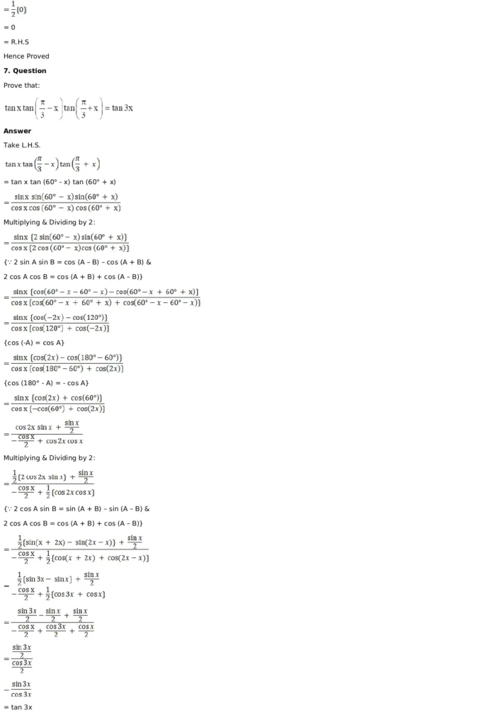 RD Sharma Solutions for Class 11 Maths Chapter 8 Transformation Formulae 11 RD Sharma Solutions for Class 11 Maths Chapter 8 Exercise 8.1 011