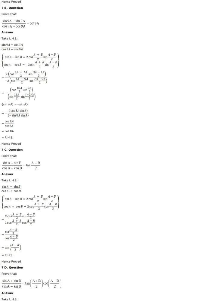 RD Sharma Solutions for Class 11 Maths Chapter 8 Transformation Formulae 26 RD Sharma Solutions for Class 11 Maths Chapter 8 Exercise 8.2 014