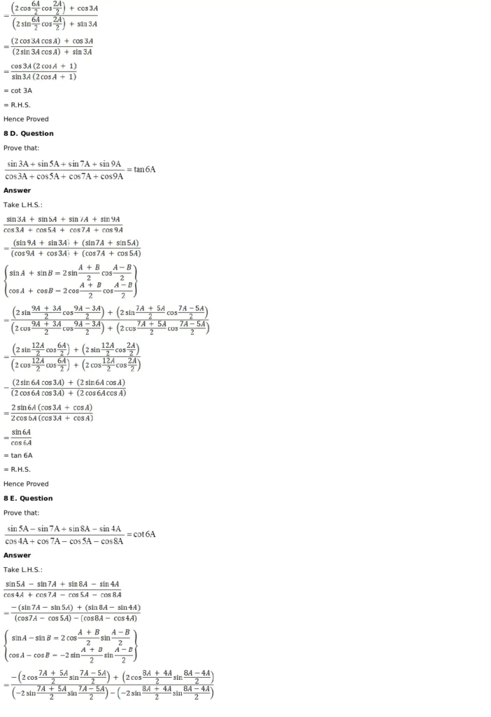 RD Sharma Solutions for Class 11 Maths Chapter 8 Transformation Formulae 29 RD Sharma Solutions for Class 11 Maths Chapter 8 Exercise 8.2 017