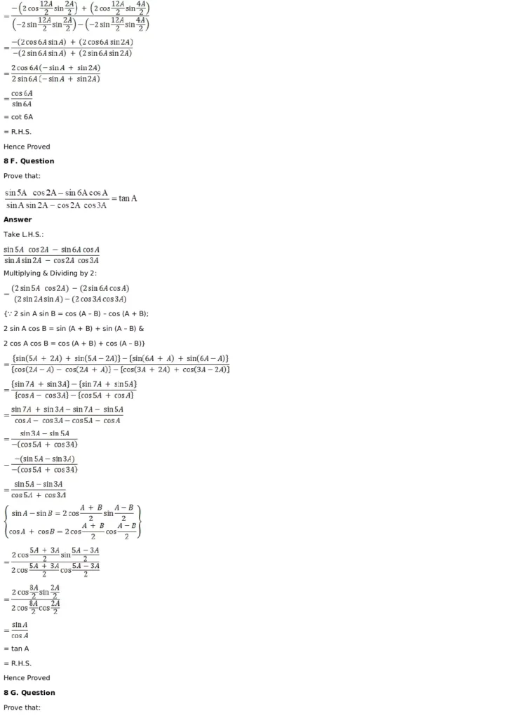 RD Sharma Solutions for Class 11 Maths Chapter 8 Transformation Formulae 30 RD Sharma Solutions for Class 11 Maths Chapter 8 Exercise 8.2 018