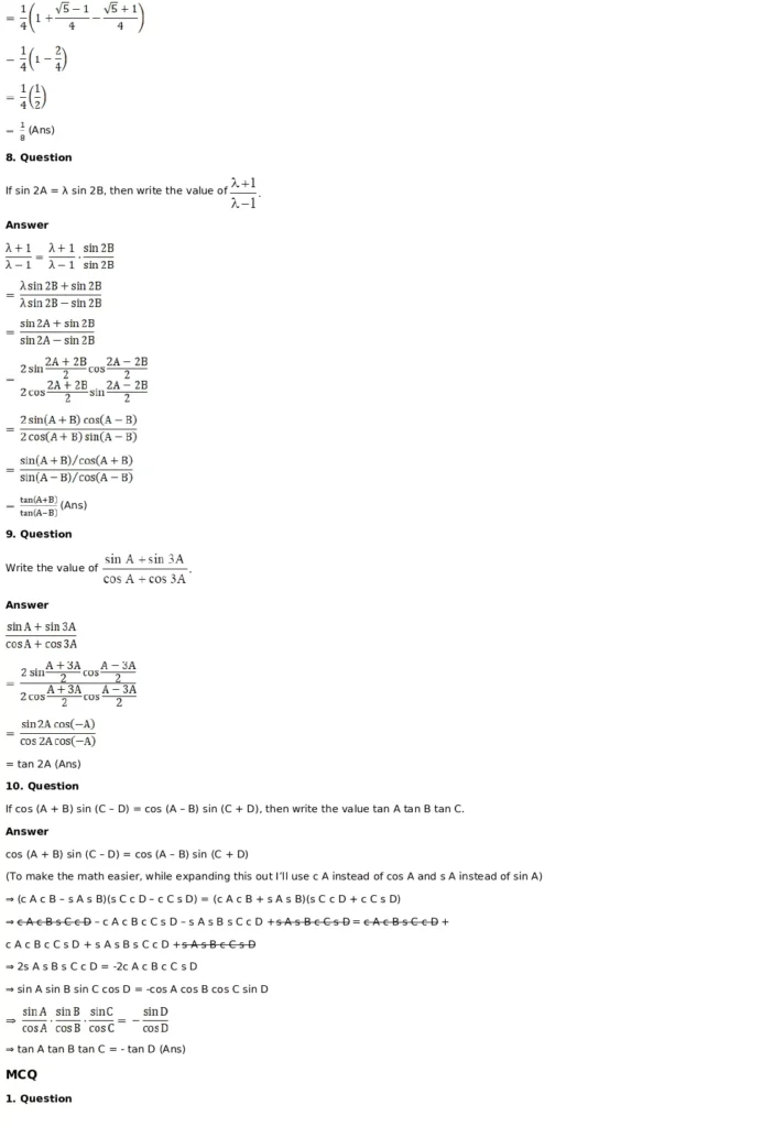 RD Sharma Solutions for Class 11 Maths Chapter 8 Transformation Formulae 48 RD Sharma Solutions for Class 11 Maths Chapter 8 Exercise 8.2 036