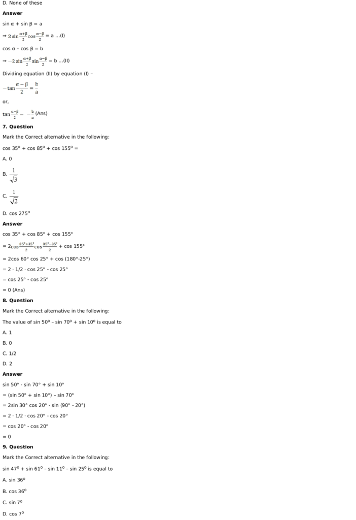 RD Sharma Solutions for Class 11 Maths Chapter 8 Transformation Formulae 51 RD Sharma Solutions for Class 11 Maths Chapter 8 Exercise 8.2 039