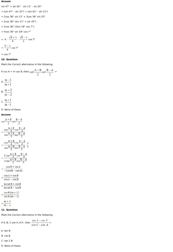RD Sharma Solutions for Class 11 Maths Chapter 8 Transformation Formulae 52 RD Sharma Solutions for Class 11 Maths Chapter 8 Exercise 8.2 040