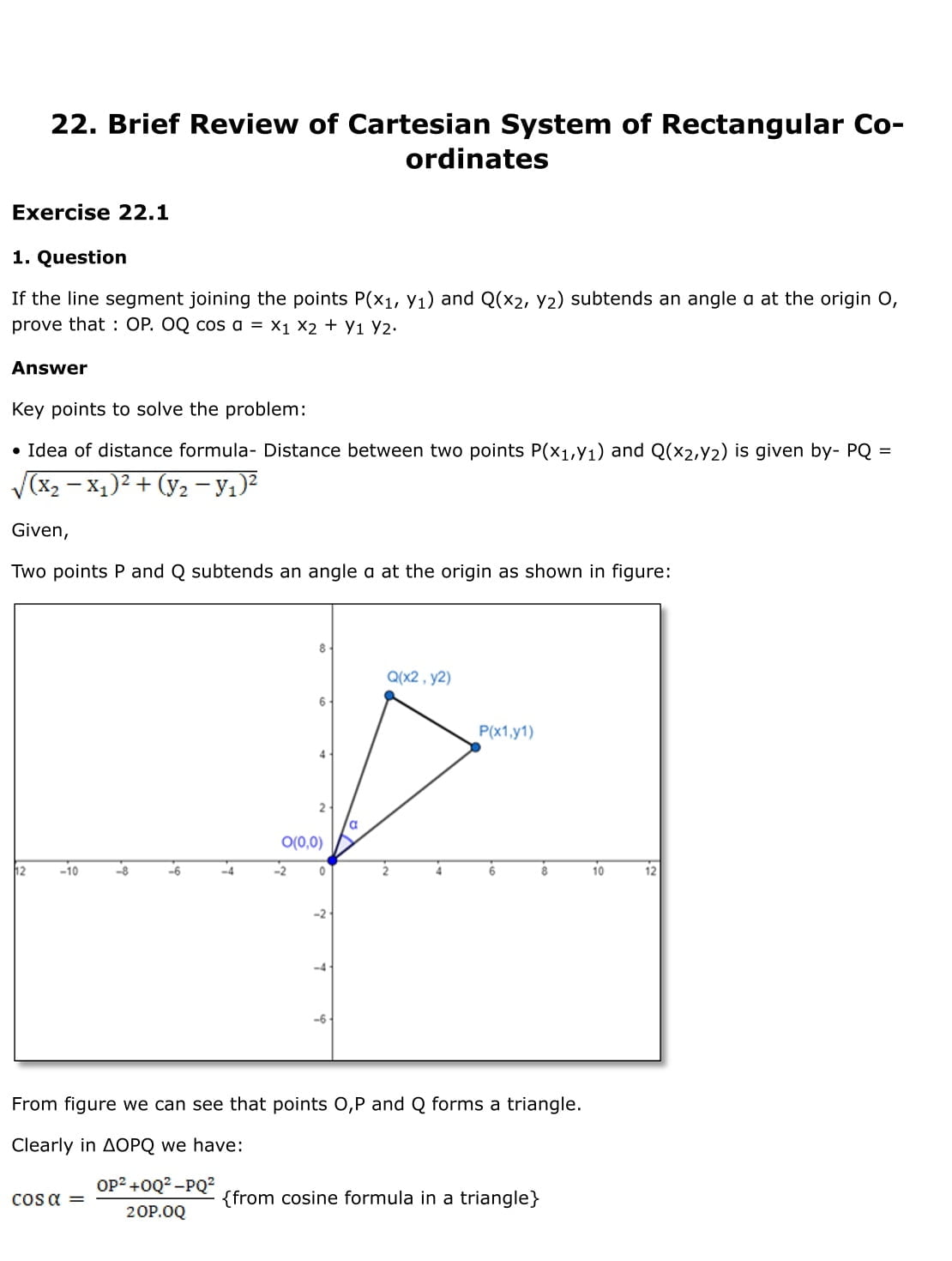 RD Sharma Solutions for Class 11 Maths Chapter 22 Brief Review of Cartesian System of Rectangular Coordinates 1 RD Sharma Chapter 22 Exercise 22.1 - 01