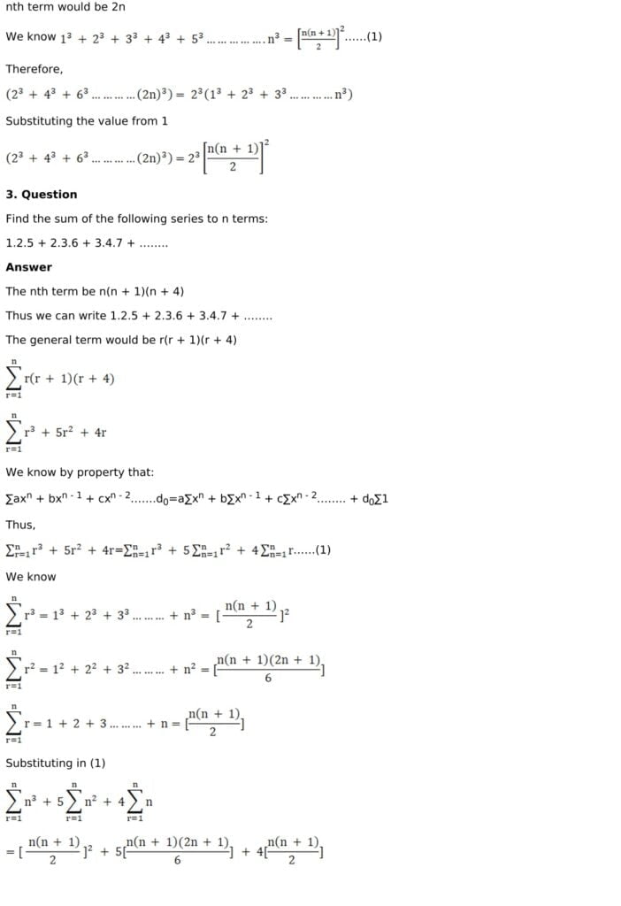 RD Sharma Solutions for Class 11 Maths Chapter 21 - Some Special Series ...