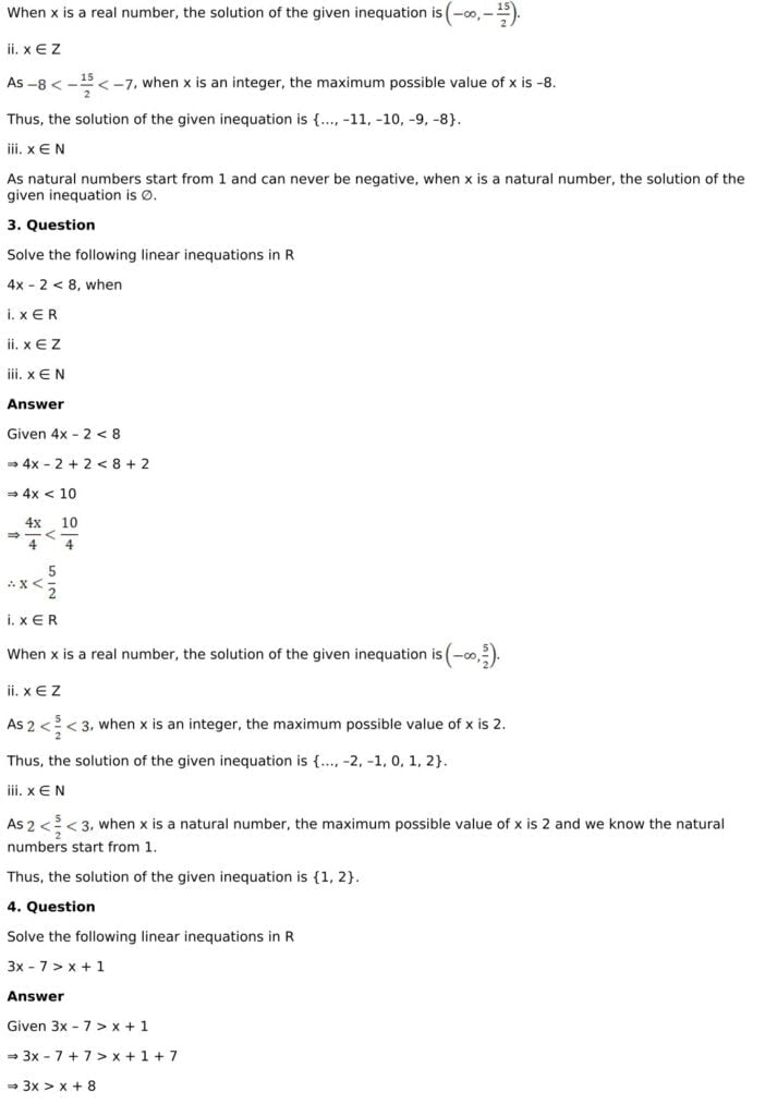 RD Sharma Solutions for Class 11 Maths Chapter 15 Linear Inequations 2 RD Sharma Chapter 15 Exercise 15.1 - 02