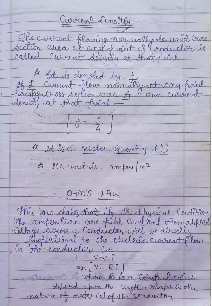 Current Electricity Class 12 Physics Chapter 3 Notes (Handwritten Notes PDF Download) 2 Class 12 Physics Chapter 3 Notes 002