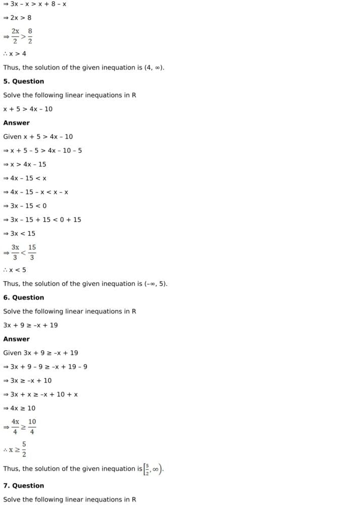 RD Sharma Solutions for Class 11 Maths Chapter 15 Linear Inequations 3 RD Sharma Chapter 15 Exercise 15.1 - 03