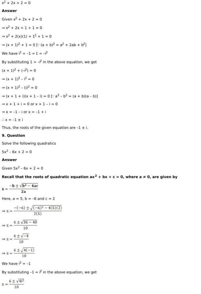 RD Sharma Solutions for Class 11 Maths Chapter 14 Quadratic Equations 5 RD Sharma Chapter 14 Exercise 14.1 - 05