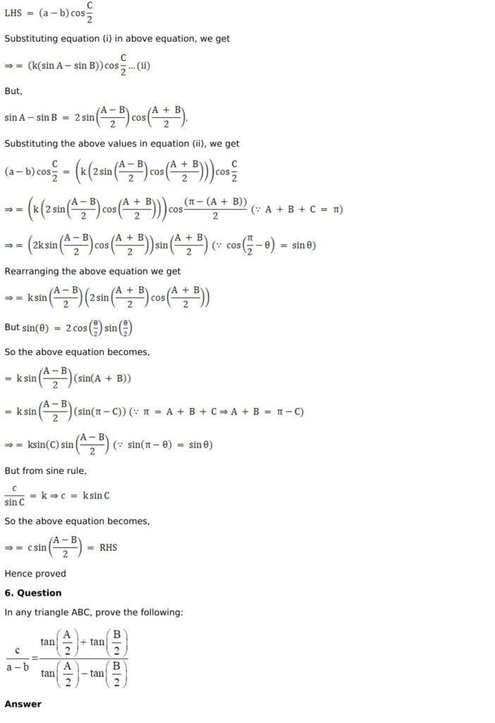 RD Sharma Solutions for Class 11 Maths Chapter 10 Sine And Cosine Formulae And Their Applications 5 RD Sharma Chapter 10 Exercise 10.1 - 05