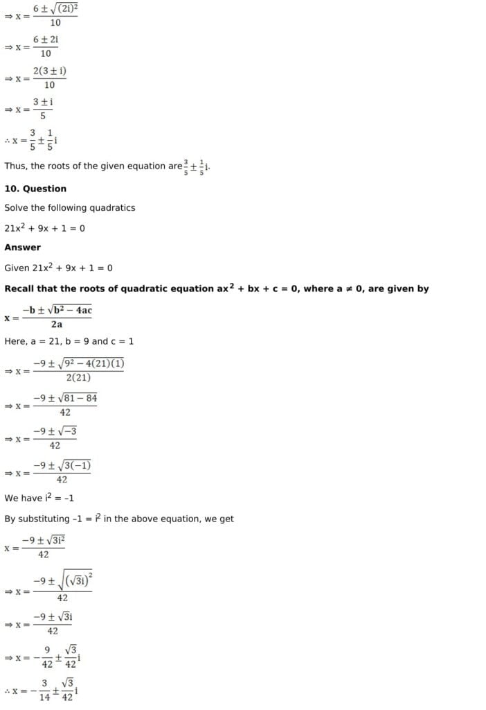 RD Sharma Solutions for Class 11 Maths Chapter 14 Quadratic Equations 6 RD Sharma Chapter 14 Exercise 14.1 - 06