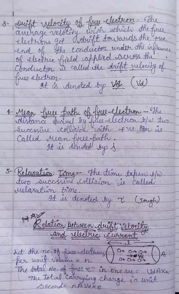 Current Electricity Class 12 Physics Chapter 3 Notes (Handwritten Notes PDF Download) 7 Class 12 Physics Chapter 3 Notes 007