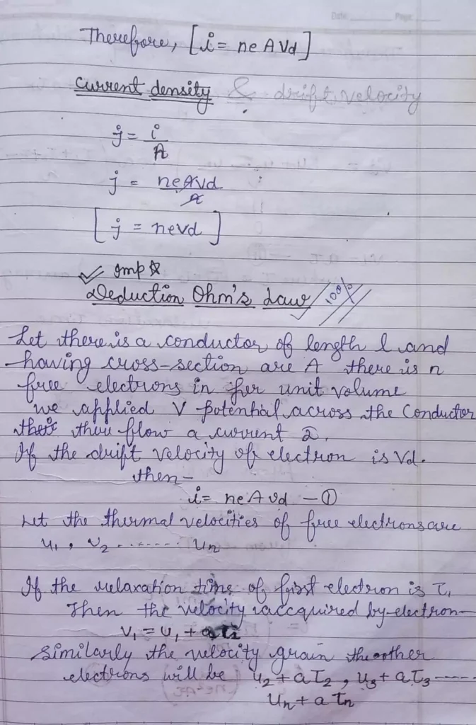 Current Electricity Class 12 Physics Chapter 3 Notes (Handwritten Notes PDF Download) 8 Class 12 Physics Chapter 3 Notes 008