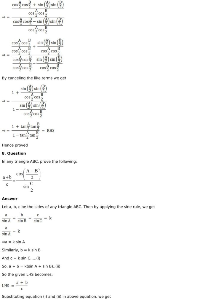 RD Sharma Solutions for Class 11 Maths Chapter 10 Sine And Cosine Formulae And Their Applications 9 RD Sharma Chapter 10 Exercise 10.1 - 09