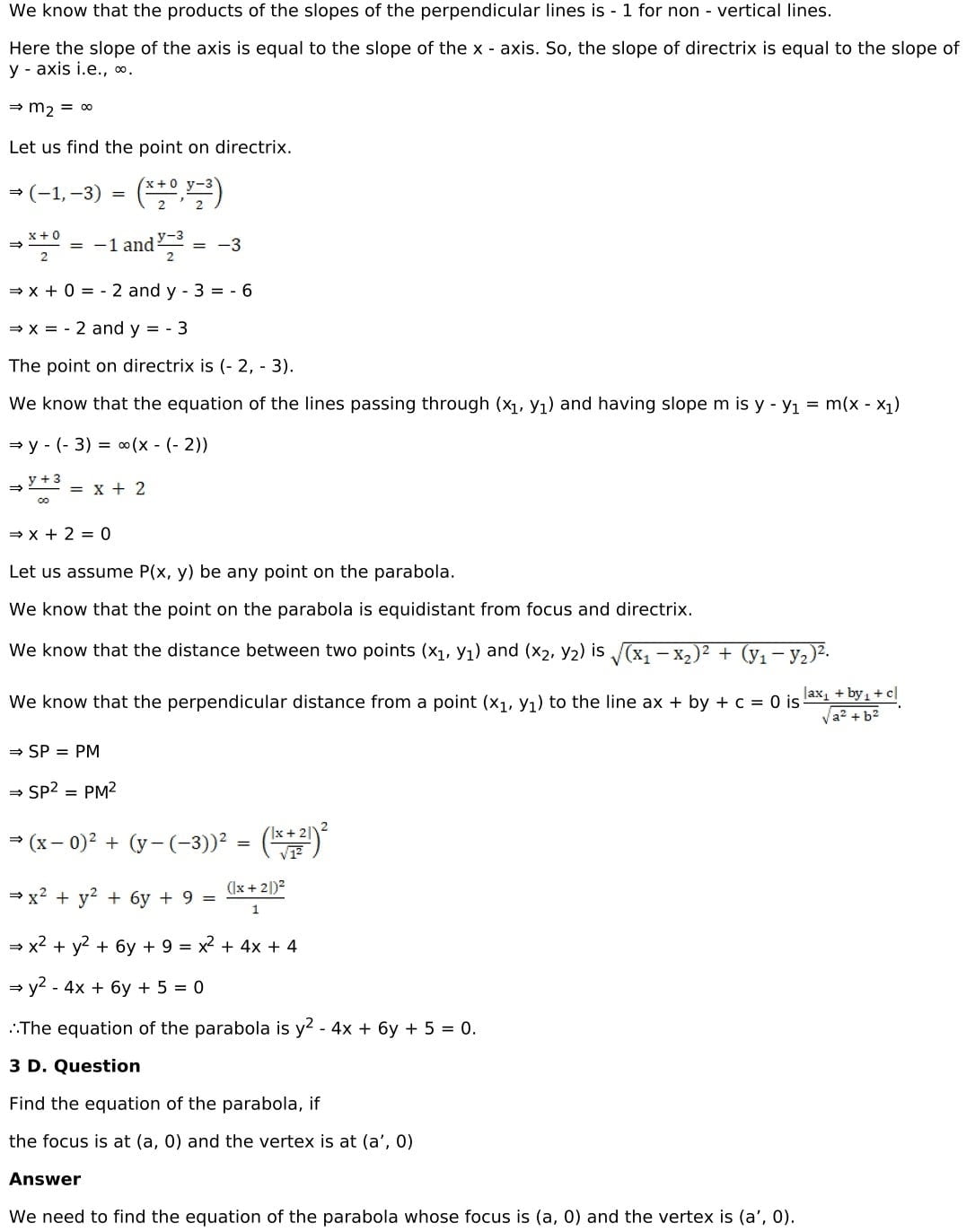 RD Sharma Solutions for Class 11 Maths Chapter 25 Parabola 9 RD Sharma Chapter 25 Exercise 25.1 - 09