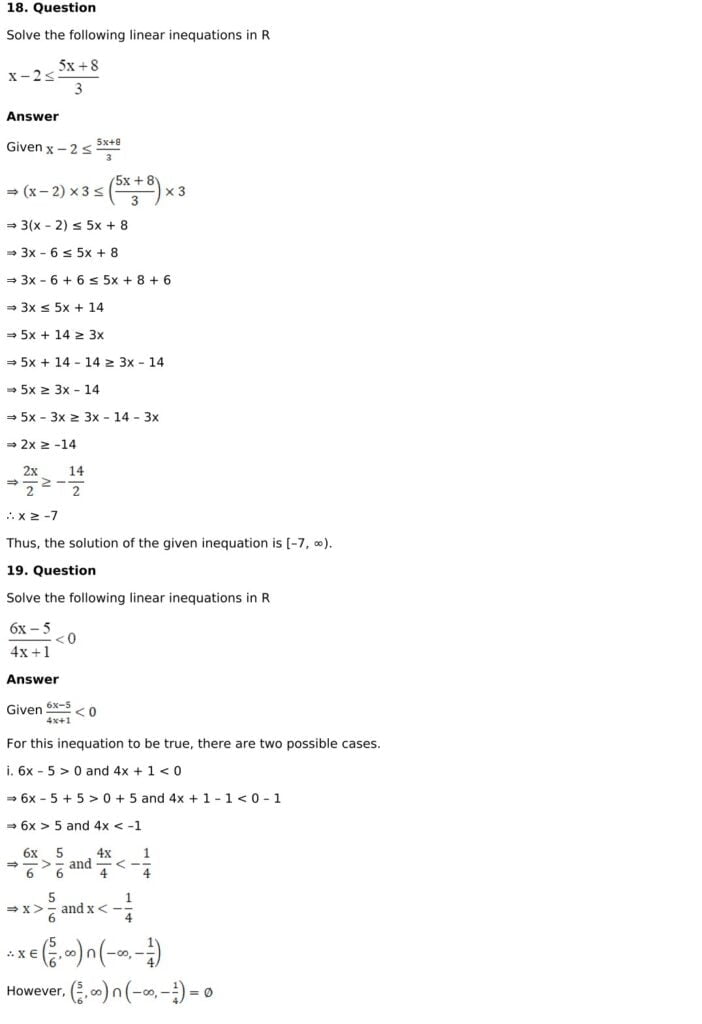 RD Sharma Solutions for Class 11 Maths Chapter 15 Linear Inequations 10 RD Sharma Chapter 15 Exercise 15.1 - 10