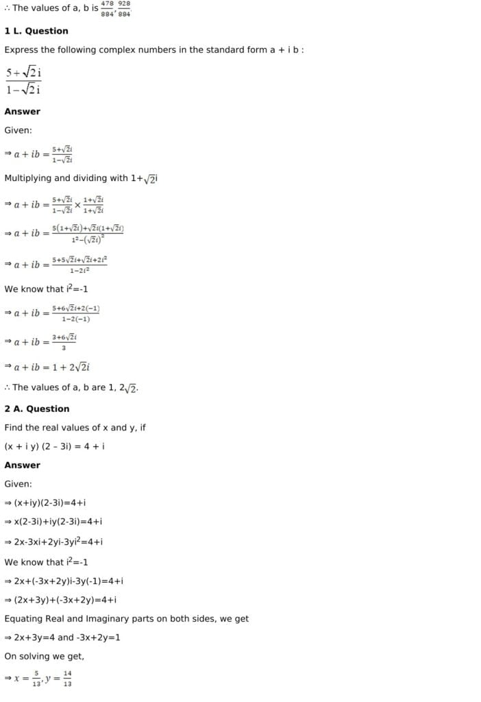 RD Sharma Solutions for Class 11 Maths Chapter 13 Complex Numbers 12 RD Sharma Chapter 13 Exercise 13.2 - 08