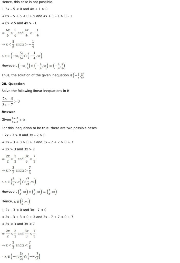RD Sharma Solutions for Class 11 Maths Chapter 15 Linear Inequations 11 RD Sharma Chapter 15 Exercise 15.1 - 11