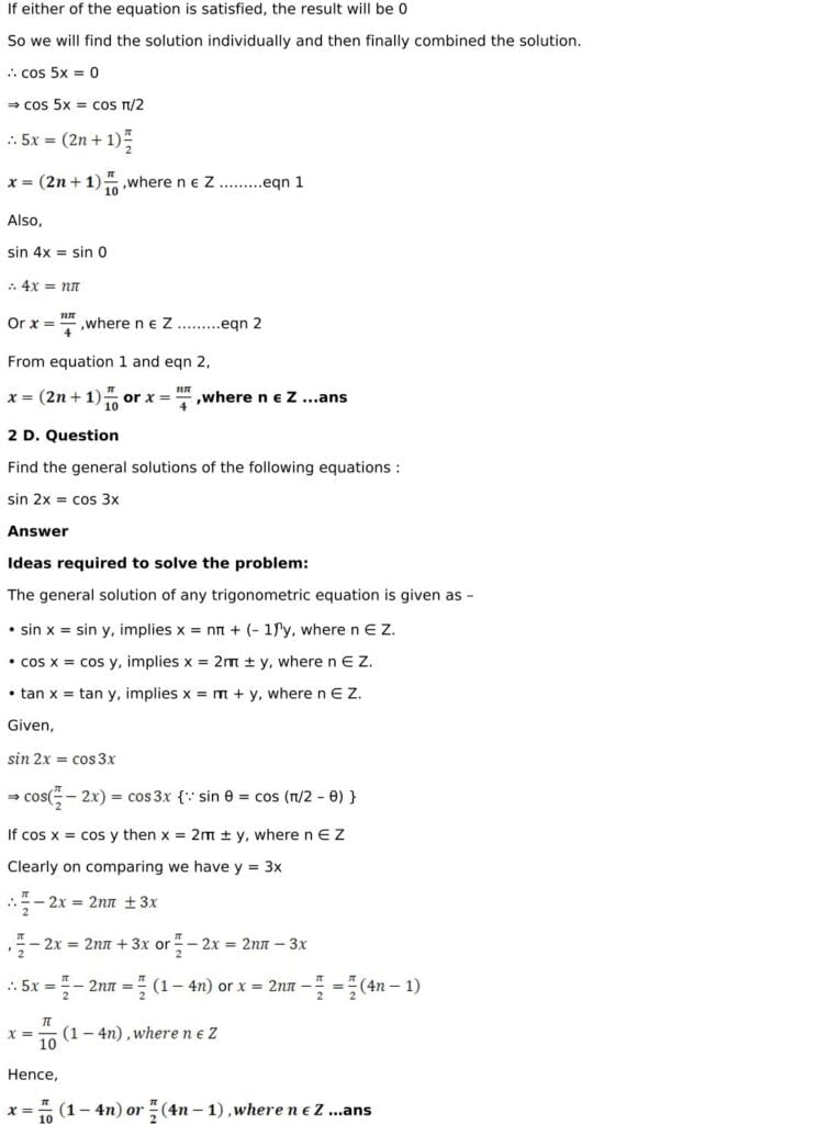 RD Sharma Solutions for Class 11 Maths Chapter 11 Trigonometric Equations 11 RD Sharma Class 11 Chapter 11 Exercise 11.1 - 11