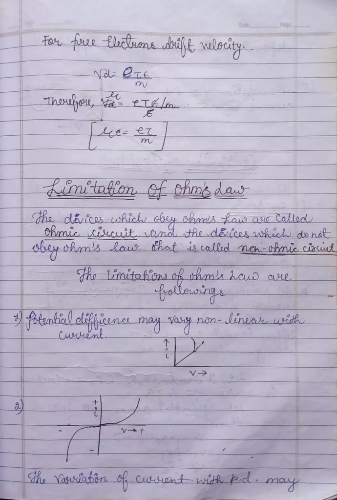 Current Electricity Class 12 Physics Chapter 3 Notes (Handwritten Notes PDF Download) 12 Class 12 Physics Chapter 3 Notes 012