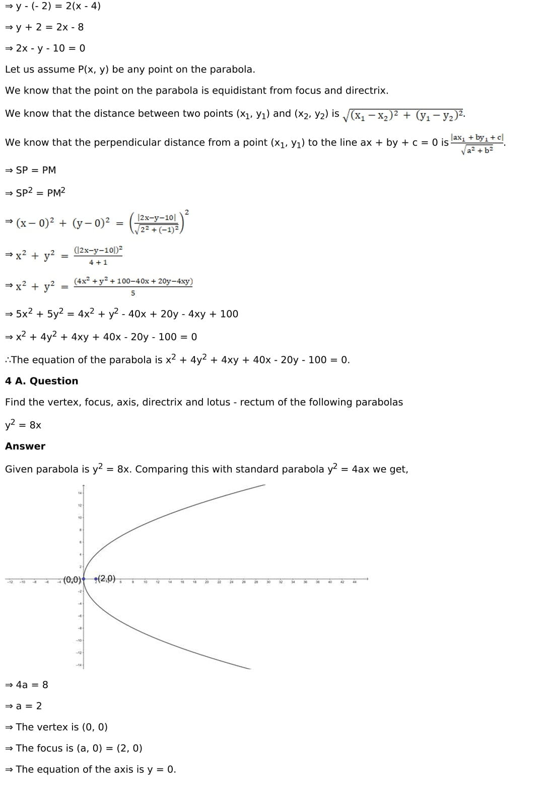 RD Sharma Solutions for Class 11 Maths Chapter 25 Parabola 12 RD Sharma Chapter 25 Exercise 25.1 - 012