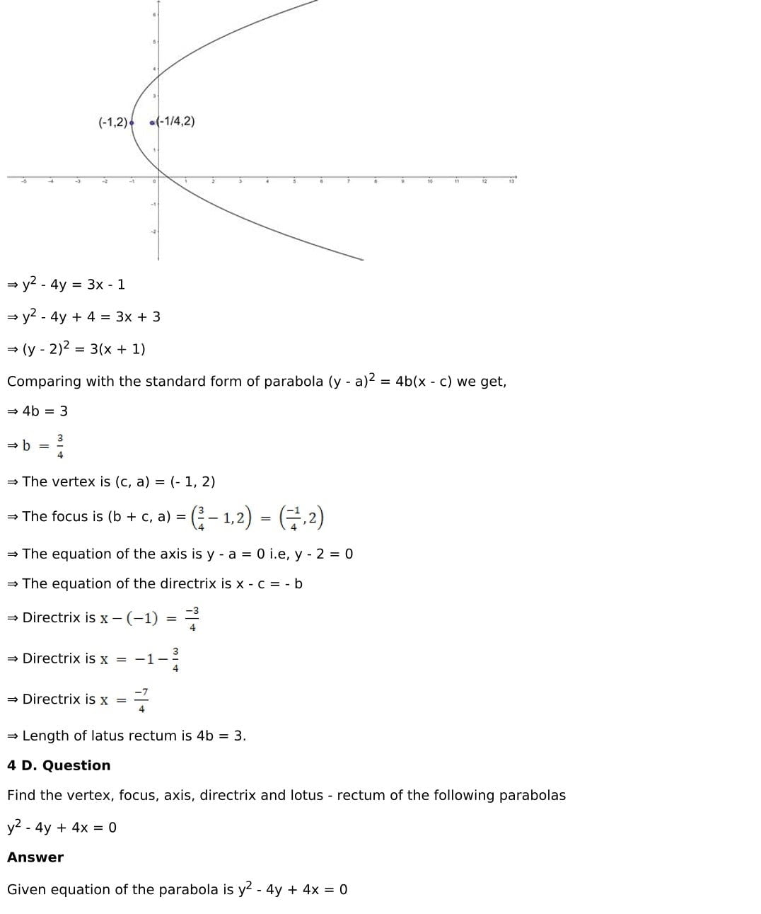 RD Sharma Solutions for Class 11 Maths Chapter 25 Parabola 14 RD Sharma Chapter 25 Exercise 25.1 - 014