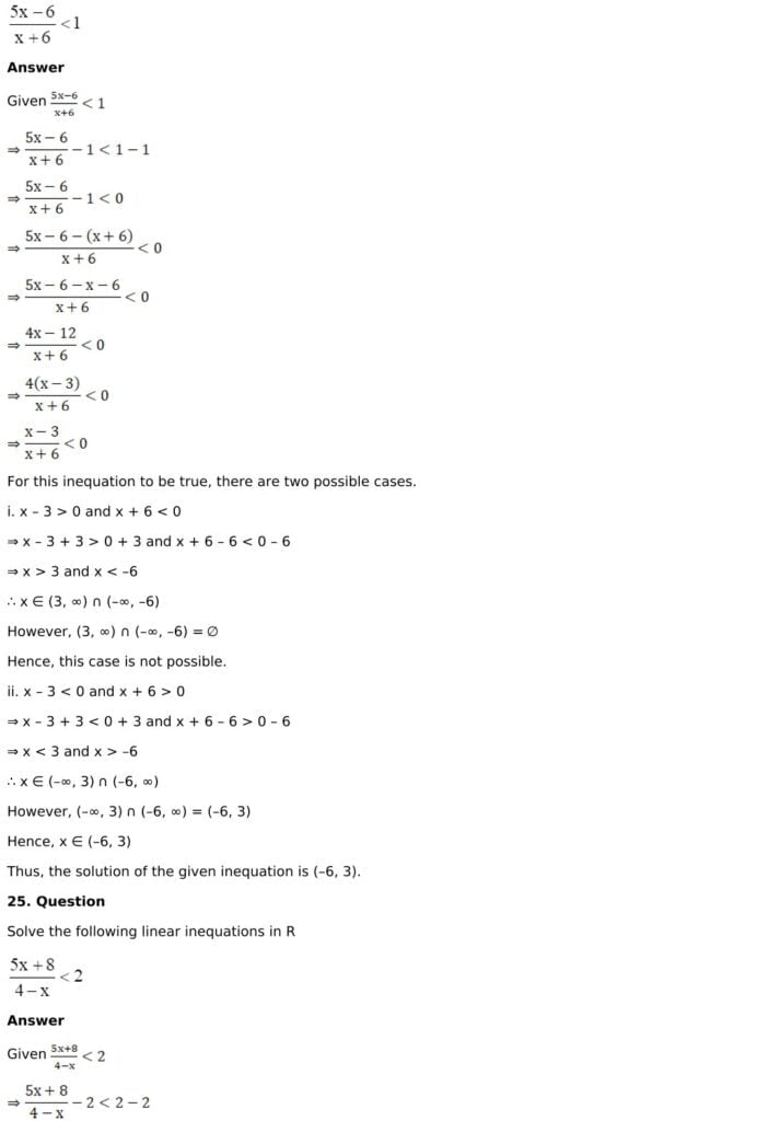 RD Sharma Solutions for Class 11 Maths Chapter 15 Linear Inequations 15 RD Sharma Chapter 15 Exercise 15.1 - 15