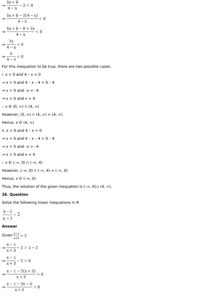 RD Sharma Solutions for Class 11 Maths Chapter 15 Linear Inequations 16 RD Sharma Chapter 15 Exercise 15.1 - 16