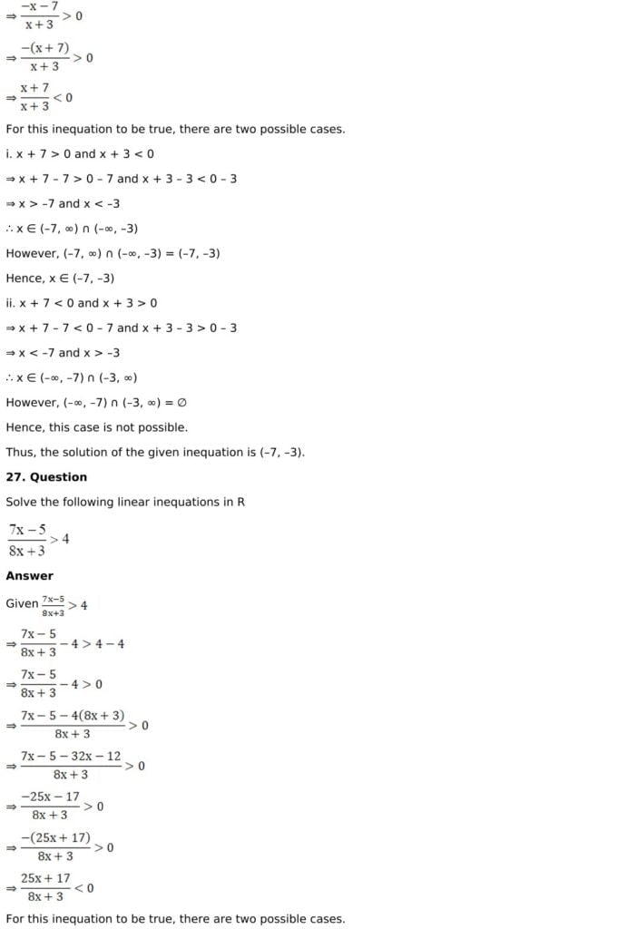 RD Sharma Solutions for Class 11 Maths Chapter 15 Linear Inequations 17 RD Sharma Chapter 15 Exercise 15.1 - 17