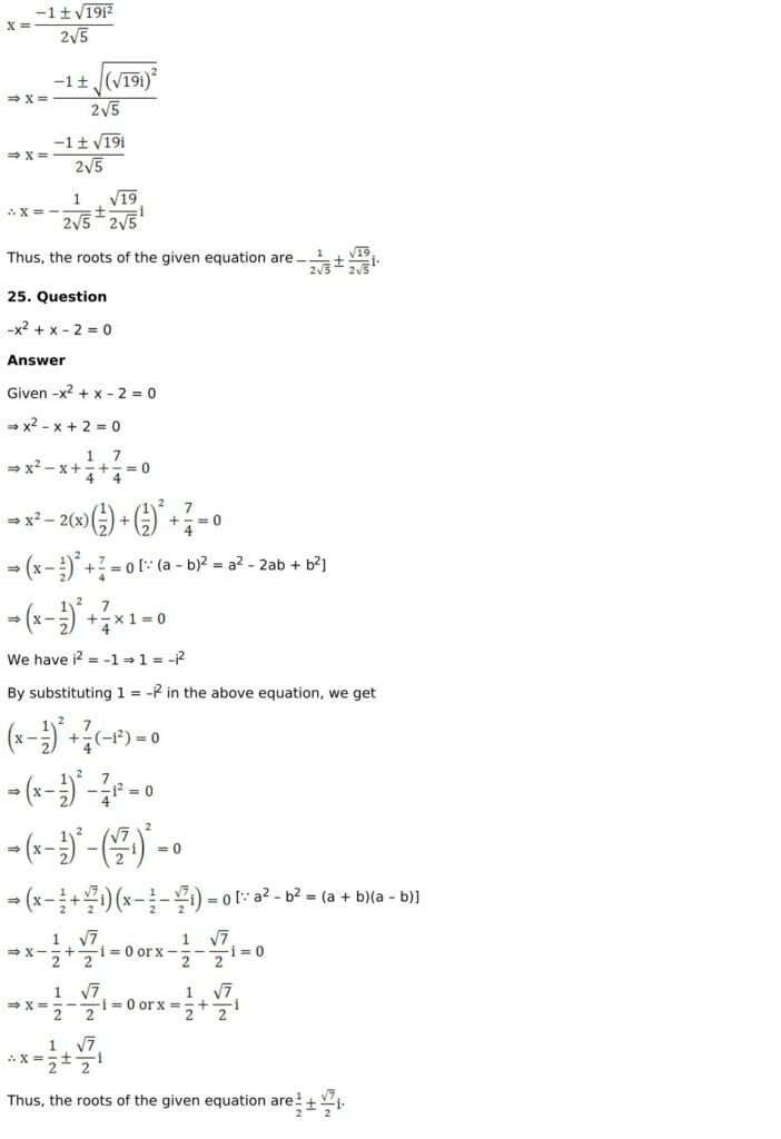 RD Sharma Solutions for Class 11 Maths Chapter 14 Quadratic Equations 18 RD Sharma Chapter 14 Exercise 14.1 - 18