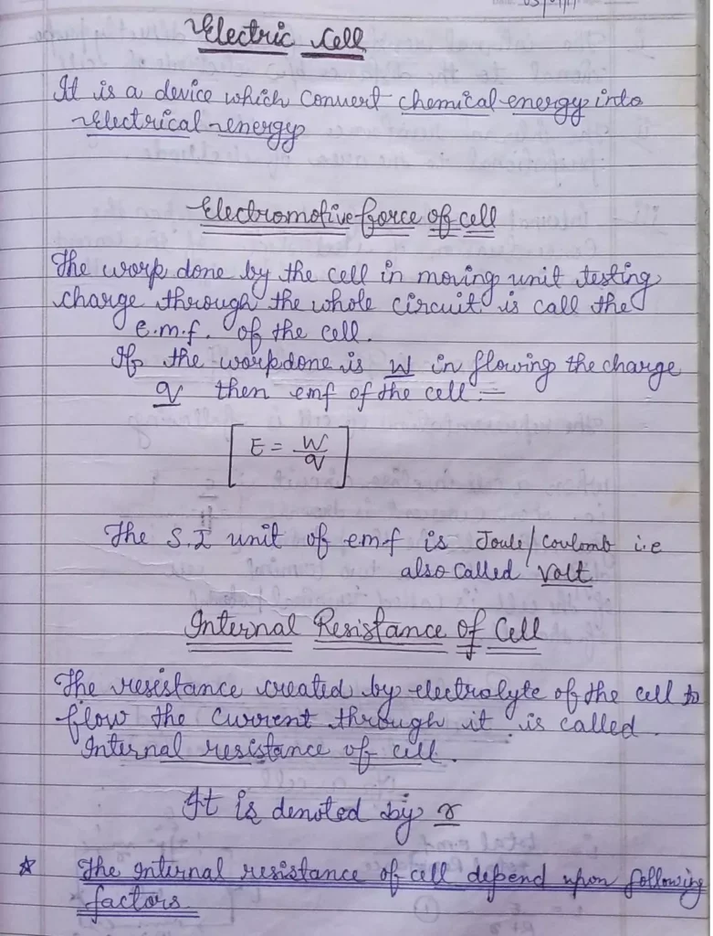 Current Electricity Class 12 Physics Chapter 3 Notes (Handwritten Notes PDF Download) 19 Class 12 Physics Chapter 3 Notes 019